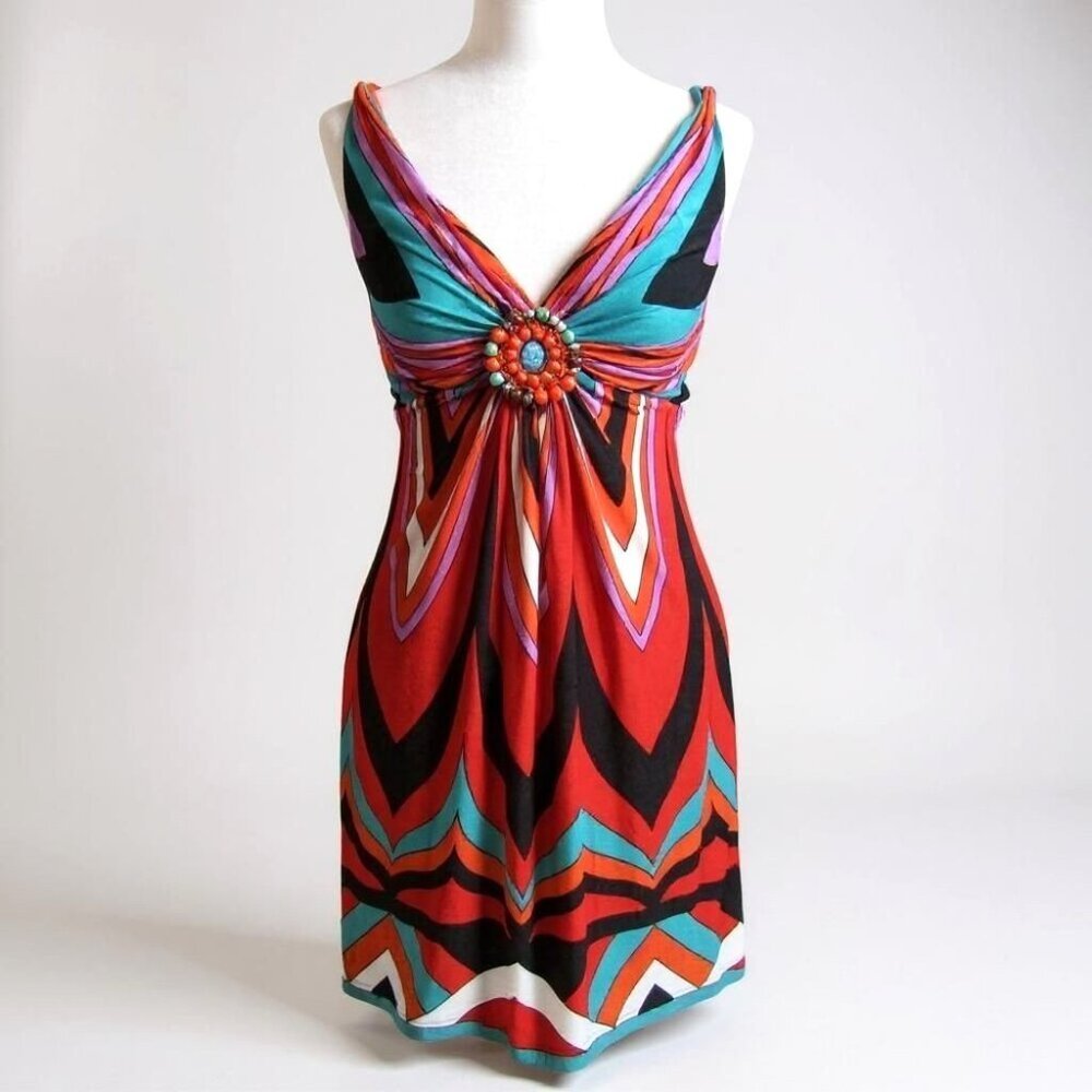 Muse x Boston Proper Beaded Knit Mod Mini Dress Size 0 Retro Sleeveless New Tag